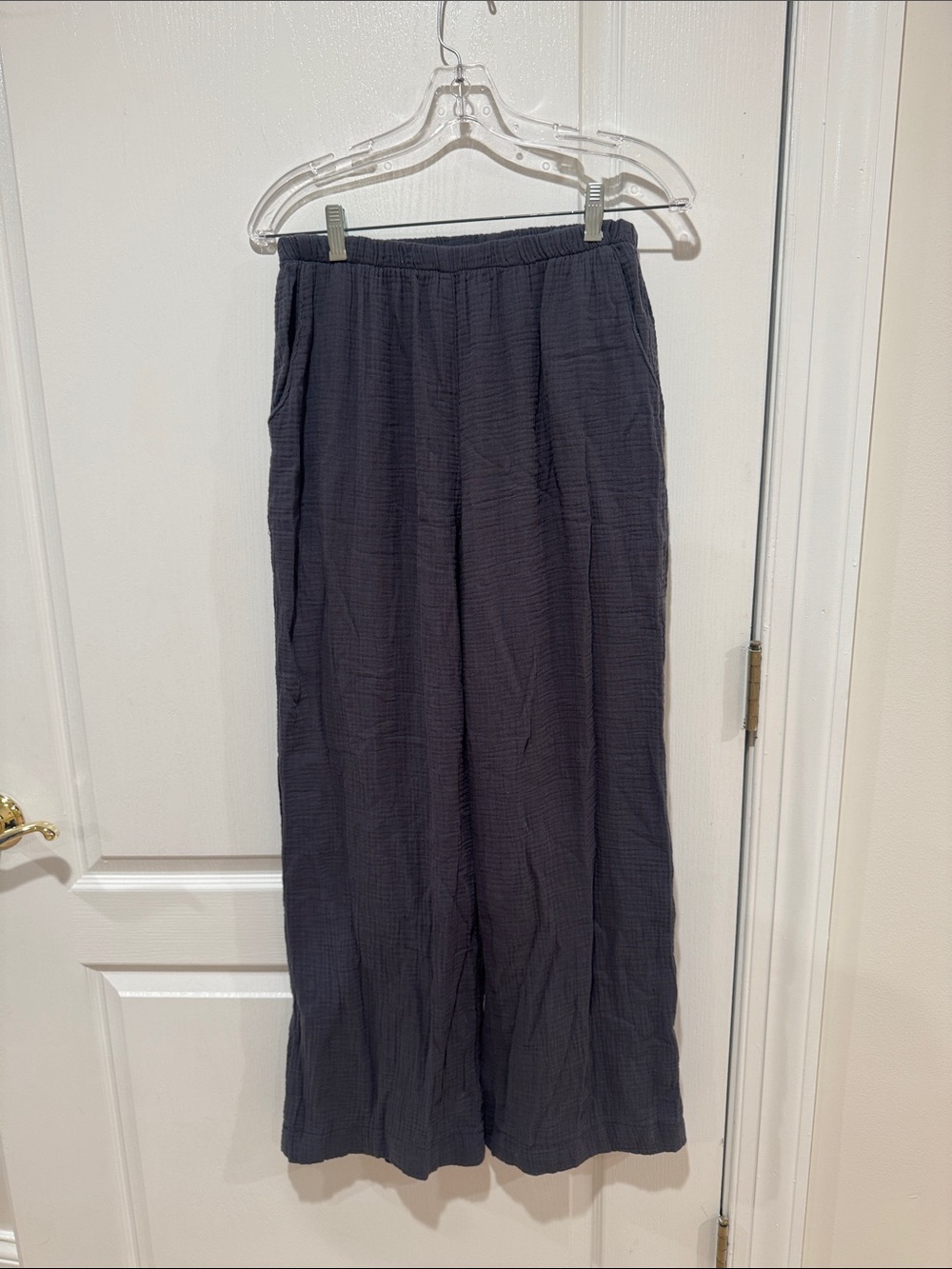 Final Touch Navy Wide-Leg Gauze Pants